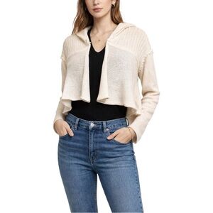 RARE Y2K Moth by Anthropologie Cream Cropped Hooded Cardigan NWT Medium